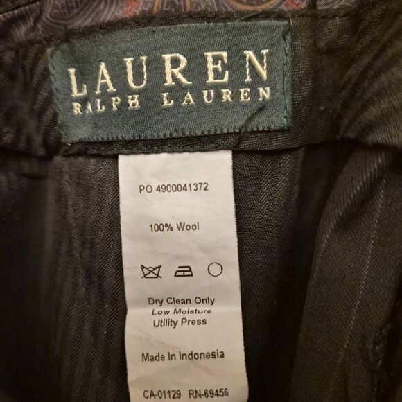 Lauren Ralph Lauren Classic Pinstripe Pleated Workwear Trouser Pants w/ Pockets - Picture 5 of 6